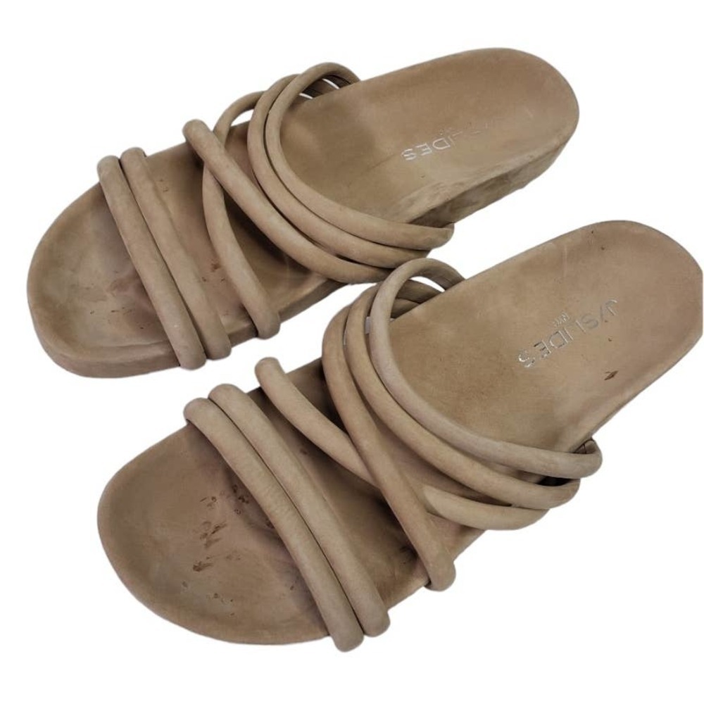 J/Slides Tess Slide Strappy Footbed Sandals‎ Women's 8.5 Tan